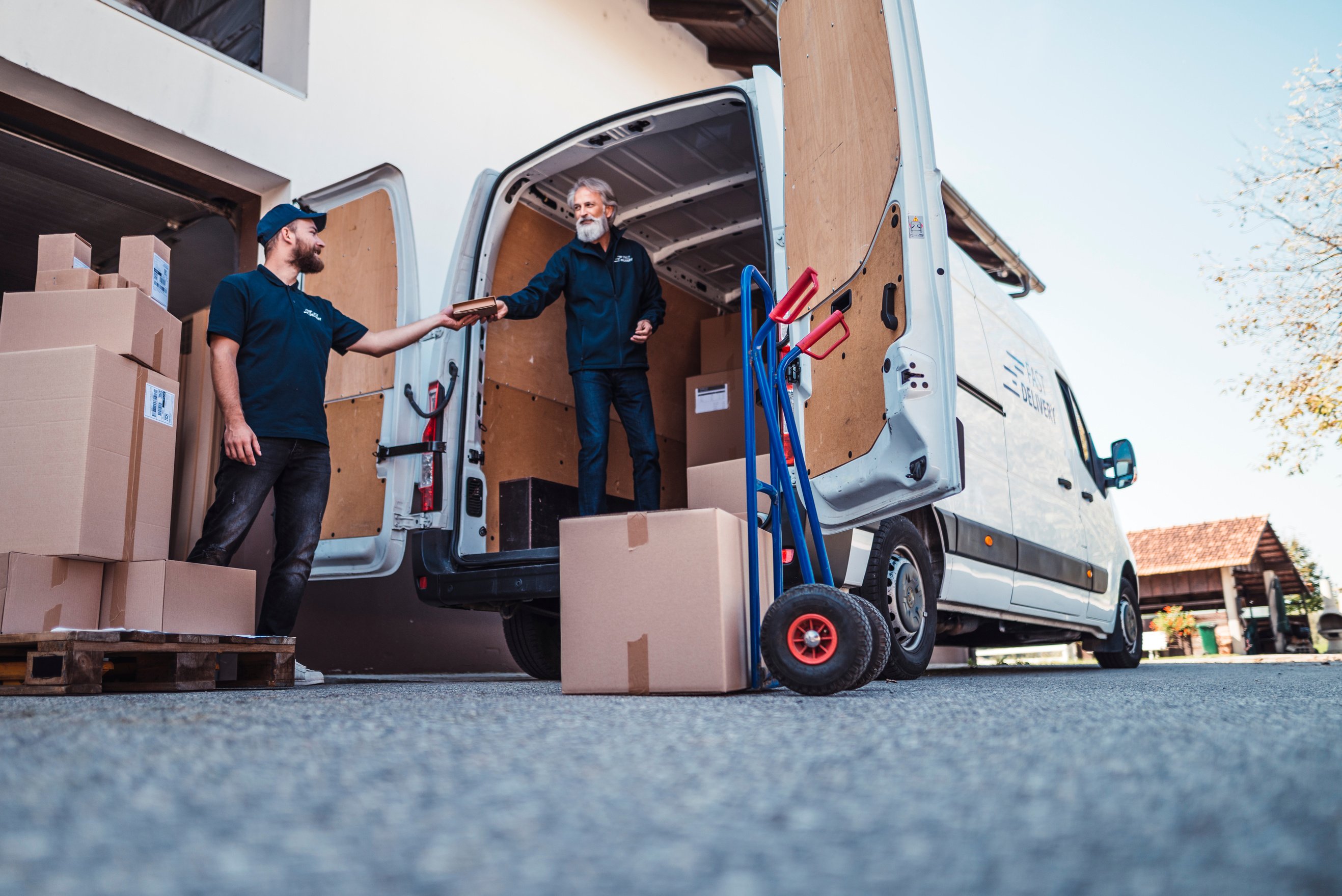 Loading packages in a delivery van