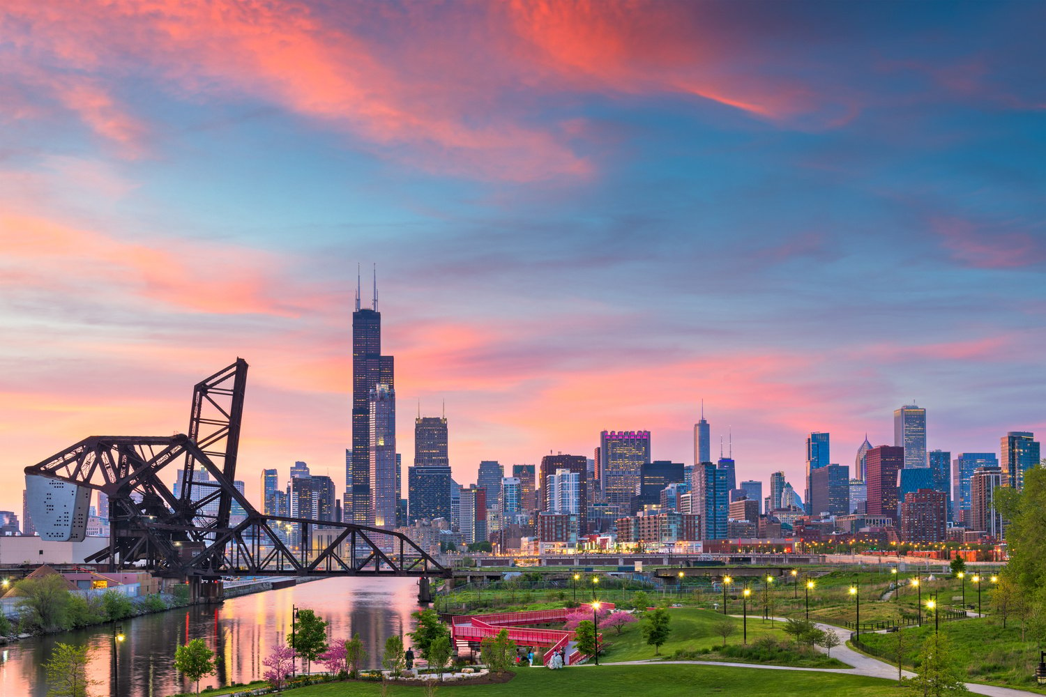 Chicago, Illinois, USA Park and Skyline